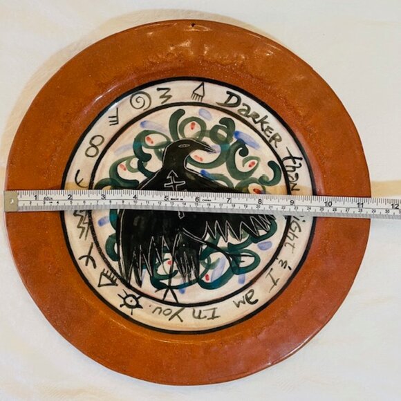 Christine Autumn Ceramic Plate Pottery Blackbird Handmade Southwest Plate - Picture 4 of 5